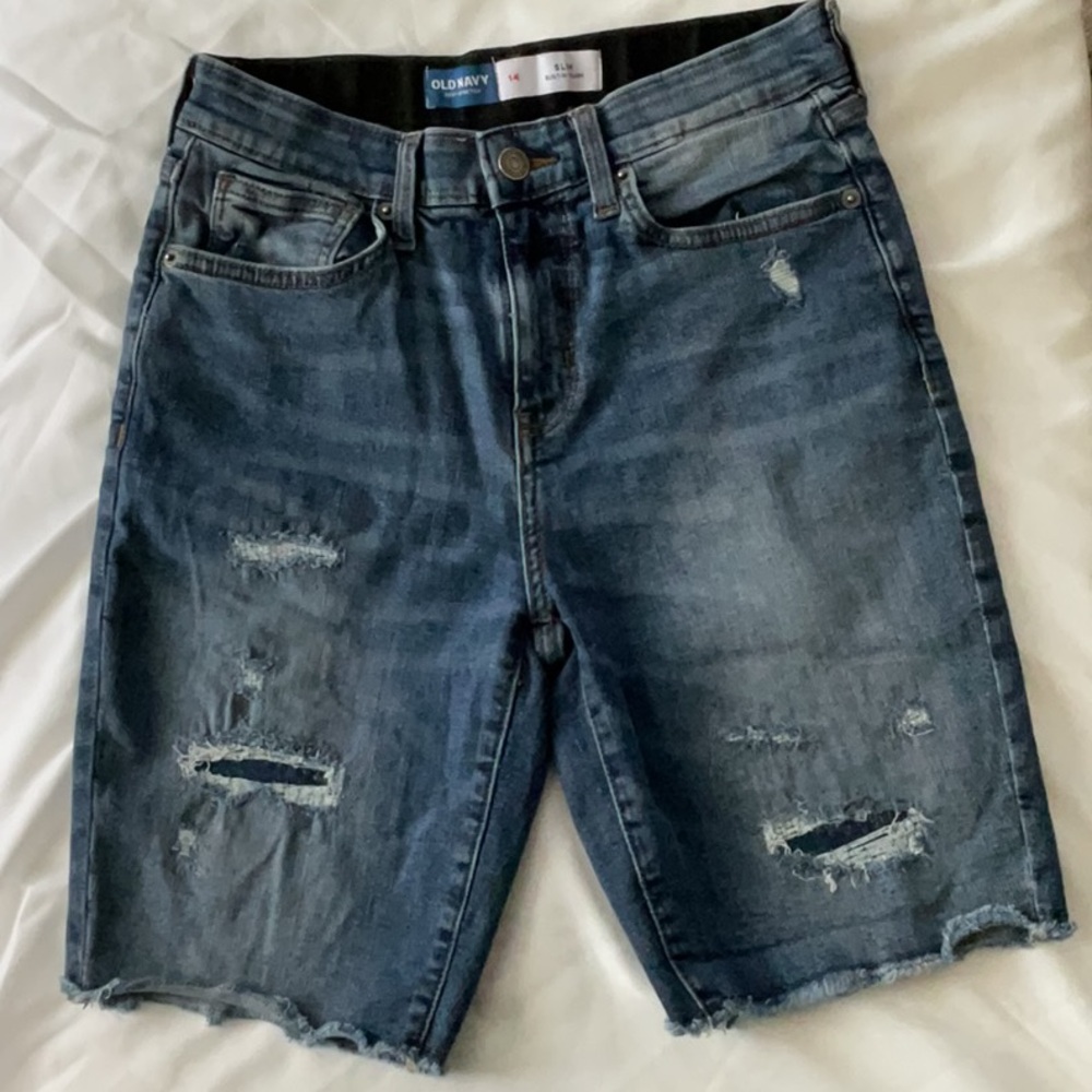 Old Navy Boys Size 14 Slim Built In Tough 360 Stretch Denim Shorts